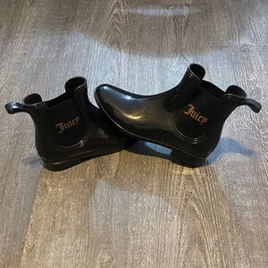 Juicy Couture black sparkle rain boots. Size 10
